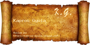 Kapros Gyula névjegykártya
